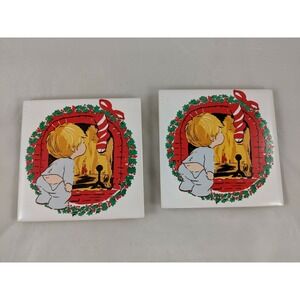 Jasco Christmas Tile Lot Coaster 4.5 x 4.5 Inch 1981